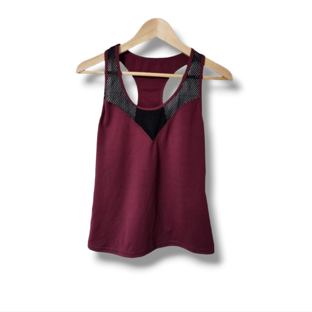 "Veda" Athletic Mesh Detail Racerback Tank Top | Pop Fit | XL